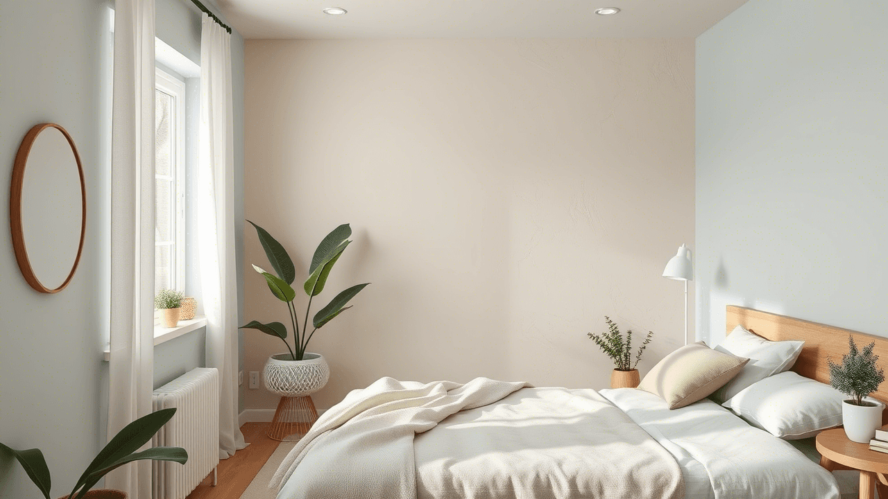 Paleta de cores suaves em um quarto relaxante